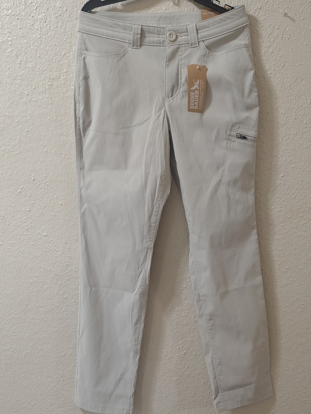 Eddie Bauer Pale Gray Straight Leg Pants with Zipper Pocket